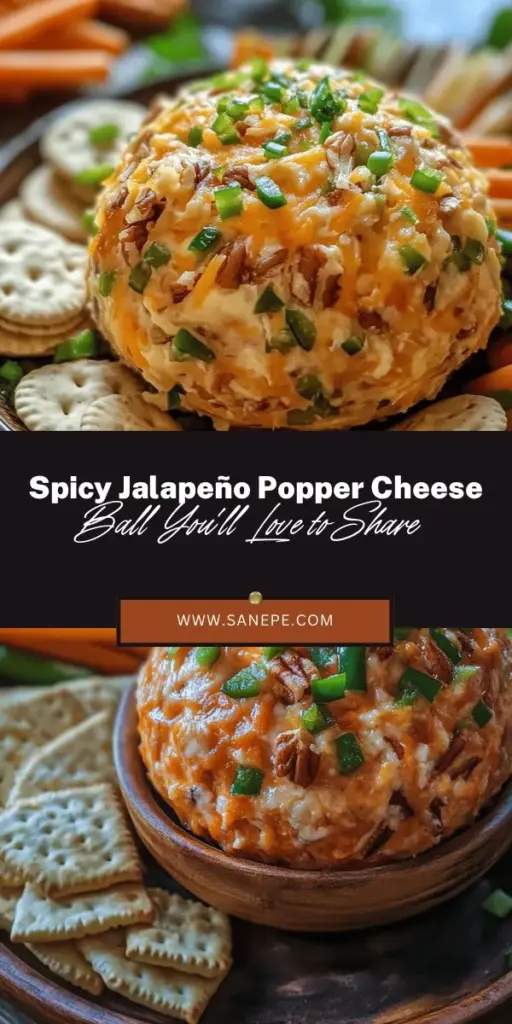 Elevate your next gathering with a flavorful Zesty Jalapeño Popper Cheese Ball! This creamy and spicy appetizer combines cream cheese, cheddar, and pepper jack with fresh jalapeños and a crunchy nut coating for an irresistible treat. Perfect for game days, holidays, or casual get-togethers, this easy-to-make dish can be prepared in advance. Serve with your favorite crackers or fresh veggies for a delicious bite. #CheeseBall #Appetizers #SpicySnacks #PartyFood #GameDayEats