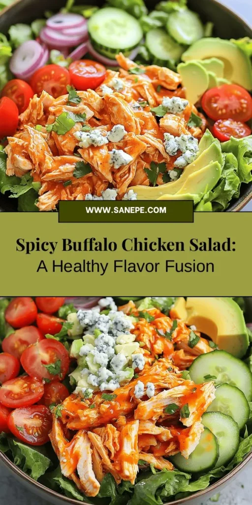 Discover a nutritious twist on a classic favorite with Buffalo Chicken Salad Delight! This vibrant meal combines tender rotisserie chicken coated in zesty buffalo sauce with fresh greens and colorful veggies for a satisfying crunch. Perfect for lunch or dinner, it’s a delicious way to indulge without guilt. Customize it with toppings like blue cheese or avocado for extra flavor. Healthy eating never tasted so good! #BuffaloChickenSalad #HealthyEating #SaladRecipe #MealPrep #HealthyMeals #Foodie