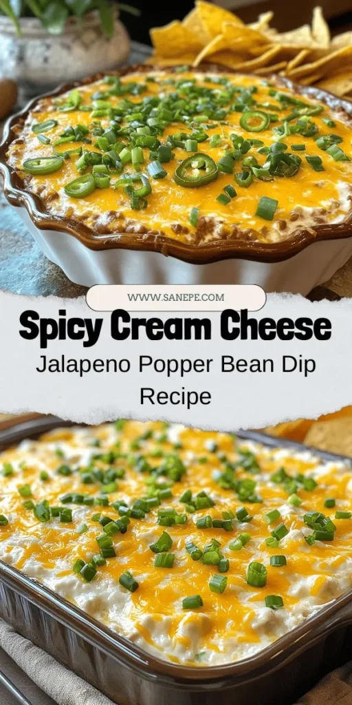 Discover the creamy and spicy delight of Cream Cheese Jalapeno Popper Bean Dip! Perfect for parties, game day, or cozy nights in, this addictive dip combines rich cream cheese, sharp cheddar, and zesty jalapenos for a flavor-packed experience. Easy to make, serve with tortilla chips or veggies for a crowd-pleasing treat. Explore variations and take your gatherings to the next level with this must-try recipe! #JalapenoDip #CreamCheese #GameDaySnacks #PartyFood #YummyRecipes