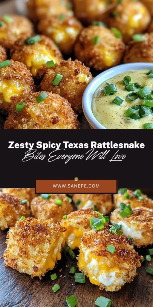 Elevate your appetizer game with Spicy Texas Rattlesnake Bites! This zesty delight combines creamy cheese and a spicy kick, perfect for gatherings or cozy nights with friends. With a crispy exterior and rich interior, these bites are a crowd favorite! Easy to make and full of Texan flavor, they’re great for game day or BBQs. Discover the joy of sharing this unforgettable dish! #Appetizers #CheesyBites #TexMex #SpicyRecipes #PartyFood #RattlesnakeBites