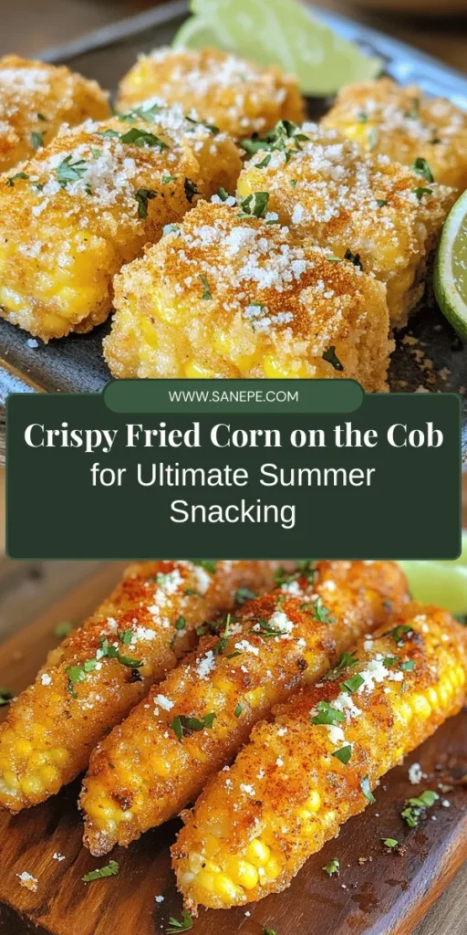 Dive into the crispy delight of fried corn on the cob, a perfect treat for any gathering! This recipe offers a deliciously crunchy coating that enhances the natural sweetness of fresh corn. Ideal as a snack or side dish, you can tailor the flavors with your favorite spices and toppings. Ready to impress your friends and family? Try this easy recipe and enjoy the unique textures and flavors of this beloved dish! #FriedCorn #CornOnTheCob #SummerRecipes #SnackIdeas #Foodie