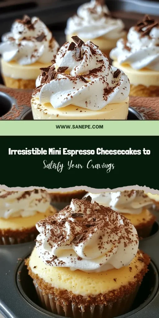 Indulge in the delightful world of Mini Espresso Cheesecakes, where creamy cheesecake meets bold espresso in a perfectly portioned treat! These mini desserts are not only a feast for the senses but also ideal for any gathering or a personal sweet escape. With a buttery graham cracker crust and rich filling, every bite is a blend of flavors that coffee lovers will adore. Try this easy recipe and elevate your dessert game! #MiniCheesecakes #EspressoDesserts #BakingJoy #DessertLovers #CoffeeAfficionado