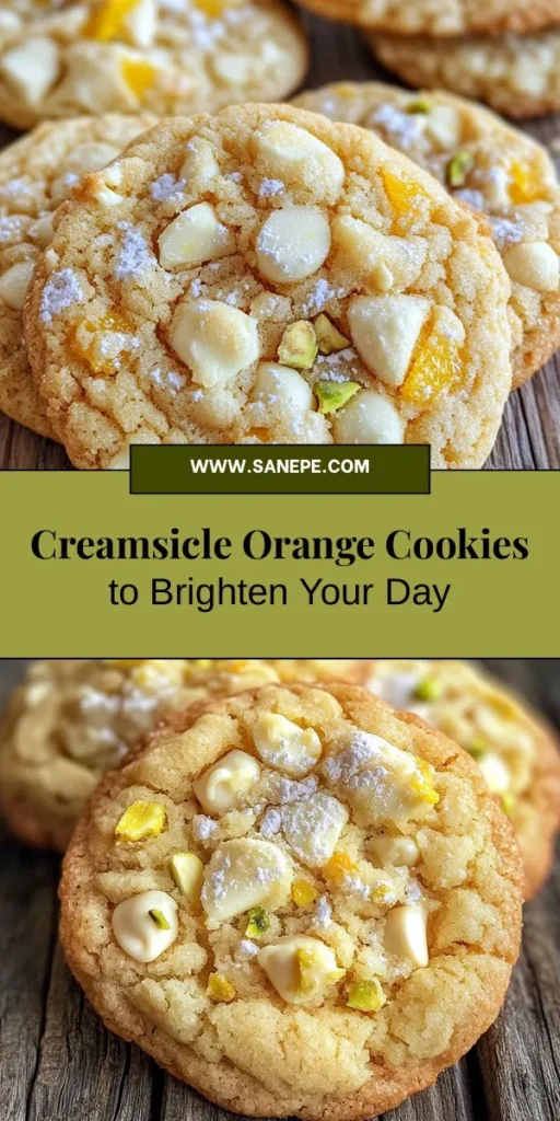 Indulge in the delicious nostalgia of summer with Creamsicle Orange Cookies! This delightful treat combines zesty orange and creamy white chocolate for a refreshing flavor explosion. Perfectly chewy and fragrant, they evoke memories of sunny days and ice cream popsicles. Whether for gatherings or a cozy afternoon snack, these cookies are sure to impress! Grab the recipe and enjoy a taste of summer year-round! #Cookies #Baking #Desserts #Creamsicle #Recipe #SummerTreats