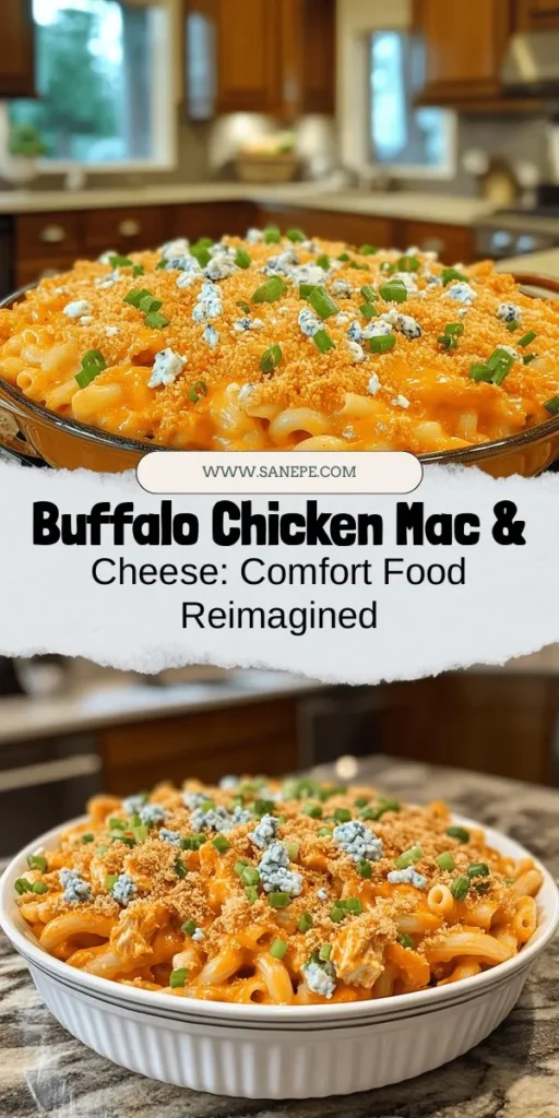 Indulge in the perfect comfort food fusion with Buffalo Chicken Mac & Cheese! This creamy, cheesy dish combines the classic flavors of mac and cheese with a spicy Buffalo twist, making it a hit for family dinners, game days, or potlucks. With tender chicken, gooey cheese, and a crunchy topping, this recipe is easy to follow and offers all the warmth and satisfaction you crave. Get ready to impress your guests with this delicious meal! #BuffaloChickenMacAndCheese #ComfortFood #Recipe #Yummy #CheesyGoodness #Foodie