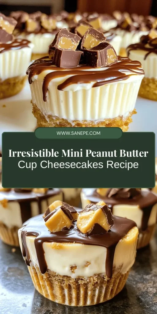 Indulge in the deliciousness of Mini Peanut Butter Cup Cheesecakes! These bite-sized desserts combine creamy cheesecake with rich peanut butter and chocolate for an unforgettable treat. Perfect for parties or a sweet craving, this recipe walks you through easy steps to create these delightful mini desserts. Impress your guests and yourself! Try making these delicious cheesecakes today. #MiniCheesecakes #PeanutButterDelight #DessertRecipes #SweetTreats #BakingFun #ChocolateLovers