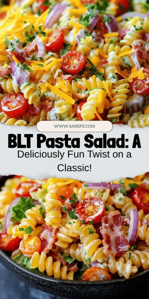 Discover the bliss of BLT Pasta Salad Extravaganza, a delightful twist on traditional pasta salads! This crowd-pleaser combines crispy bacon, crunchy romaine, and sweet cherry tomatoes with hearty fusilli for a fresh and filling meal. Perfect for summer picnics, barbecues, or quick weeknight dinners, this easy-to-make salad is sure to impress. Explore the recipe and embrace seasonal flavors today! #PastaSalad #BLTPasta #SummerEats #EasyRecipes #HealthyEating #PicnicFood