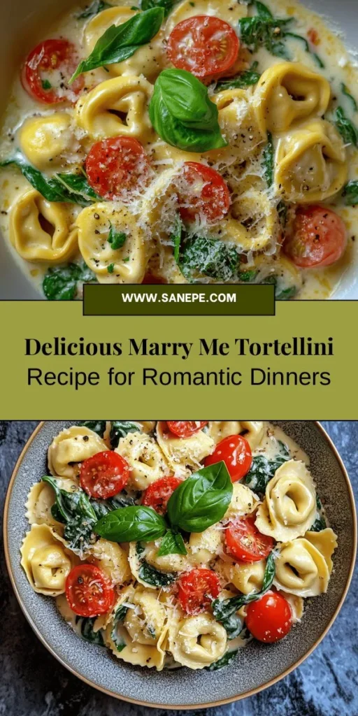 Discover the magic of Marry Me Tortellini, a delightful dish that speaks to the heart and satisfies the palate. This creamy, cheese-filled tortellini is enveloped in a luscious sauce with fresh spinach and cherry tomatoes, creating an unforgettable meal perfect for romantic dinners or family gatherings. Easy to prepare and full of flavor, this recipe is sure to impress. Try it and savor the love! #MarryMeTortellini #PastaLovers #ComfortFood #RomanticDinner #CookingWithLove #FoodieFun #RecipeOfTheDay