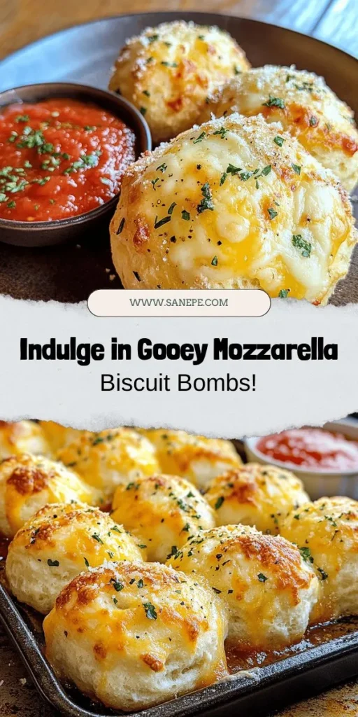 Indulge in the ultimate comfort food with these Gooey Mozzarella Biscuit Bombs! Perfect for parties or cozy family dinners, these golden, cheesy bites are made with simple ingredients like fresh mozzarella and Italian seasoning. Easy to prepare, they’re irresistible when served with marinara sauce for dipping. Create joyful moments around the table with this delicious recipe! #MozzarellaBiscuitBombs #ComfortFood #Baking #CheeseLovers #SnackIdeas #HomemadeGoodness