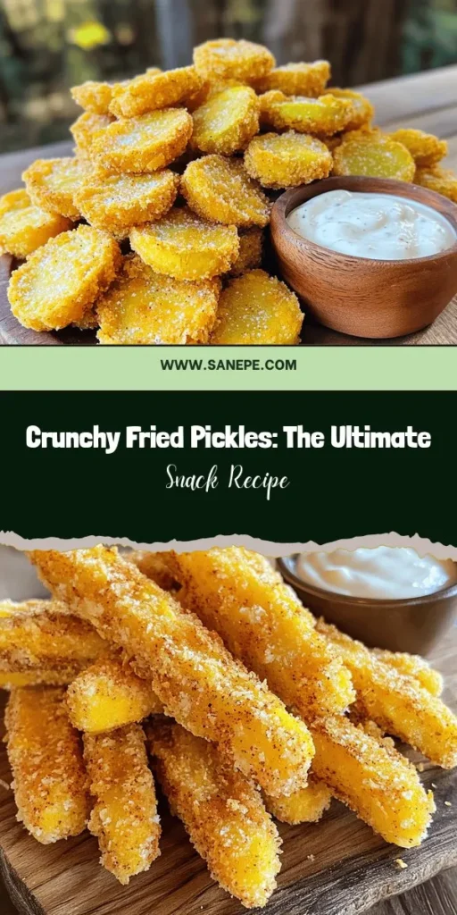 Craving a tasty treat? Dive into the world of Crunchy Fried Pickles Delight! This easy and delicious recipe transforms crispy, tangy dill pickles into the ultimate snack. Perfect for parties, movie nights, or just because, these pickles pack a flavorful punch with a crispy outer layer. Serve with your favorite dipping sauces for an extra kick! Get ready to impress your friends and satisfy your cravings. #FriedPickles #SnackTime #ComfortFood #YummyRecipes #PartyFood