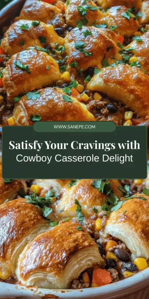 Discover the heartwarming goodness of Cowboy Casserole, a delicious one-dish meal that brings families together. Packed with ground beef, black beans, corn, and topped with gooey cheddar cheese, this comforting casserole is perfect for potlucks or weeknight dinners. It's easily customizable to suit any taste! Get ready to impress your loved ones with a dish that is sure to become a favorite. Try it today! #CowboyCasserole #ComfortFood #CasseroleRecipes #HeartyMeals #FamilyDinner #Foodie #HomeCooking