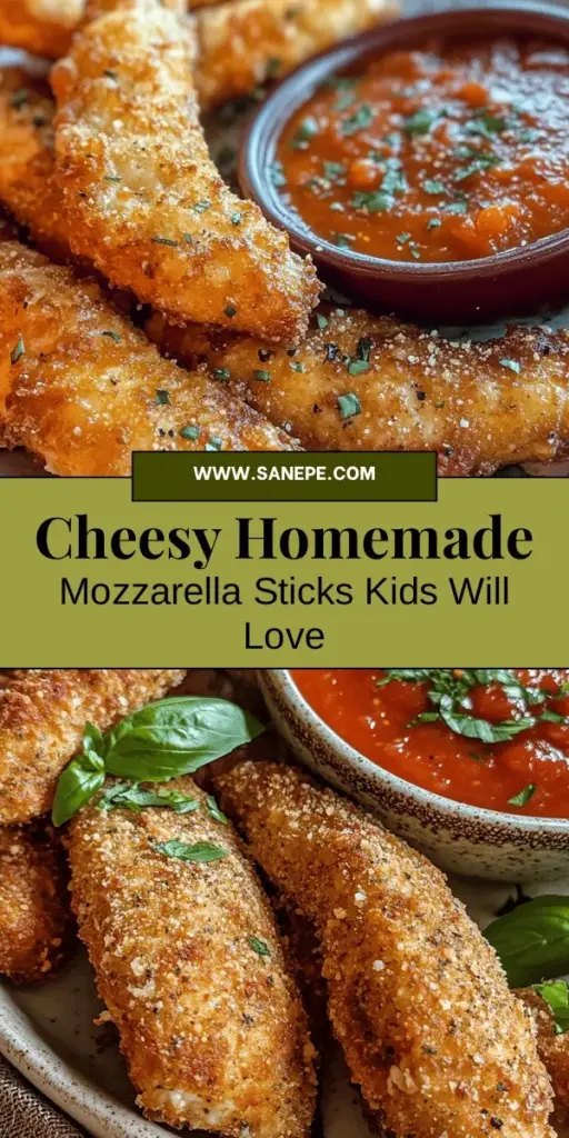 Discover the joy of making homemade mozzarella sticks that kids and adults will love! These cheesy, crispy snacks are perfect for parties, movie nights, or family gatherings. With simple ingredients and easy steps, you'll create the ultimate comfort food. Get creative by experimenting with different cheeses or dipping sauces like marinara or ranch. Get ready to impress everyone with this delicious treat! #MozzarellaSticks #HomemadeSnacks #KidFriendly #CheeseLovers #RecipeIdeas #ComfortFood #CookingWithKids