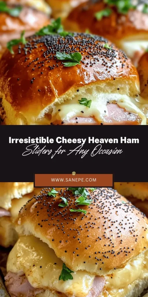 Indulge in the delightful flavors of Cheesy Heaven Ham Sliders, the perfect mini sandwiches for any gathering! These crowd-pleasers feature succulent ham, gooey Swiss cheese, and sweet Hawaiian rolls for a mouthwatering sweet-savory combination. Easy to prepare, they're a great option for busy hosts looking to impress. Elevate your next meal with these irresistible sliders that will have everyone raving! #HamSliders #CheesyHeaven #EasyRecipes #PartyFood #ComfortFood #HawaiianRolls #DeliciousSnacks