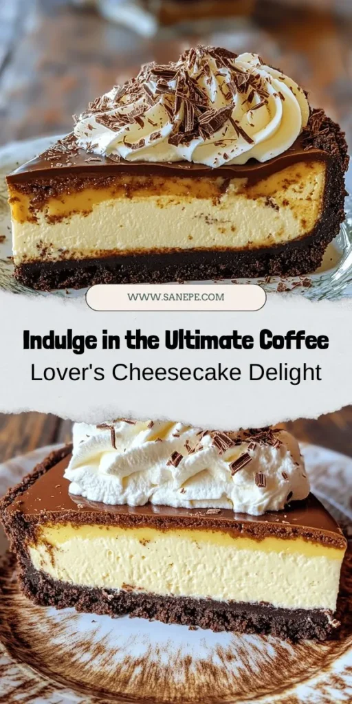 Indulge in the rich and creamy delight of The Ultimate Coffee Lover's Cheesecake! This mouthwatering dessert combines the robust flavors of brewed coffee with a luscious chocolate cookie crust, creating the perfect treat for coffee enthusiasts. With a delightful balance of sweetness and a hint of bitterness, this cheesecake is sure to impress at your next gathering. Don’t miss out on this decadent experience! #CoffeeLovers #Dessert #Cheesecake #Baking #SweetTreats #DeliciousRecipes