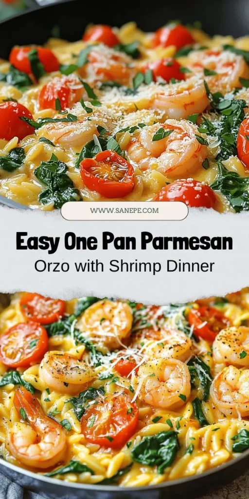 Looking for a quick and delicious weeknight dinner? Try this One Pan Parmesan Orzo with Shrimp! This easy, flavorful dish combines creamy orzo, succulent shrimp, fresh spinach, and cherry tomatoes, all cooked in one pan for minimal cleanup. It's perfect for busy nights and can easily be customized with vegetables or different proteins. Get the recipe now and bring comfort to your table! #OnePanMeals #QuickDinner #WeeknightDinner #ShrimpRecipes #PastaLovers #EasyRecipes #HealthyEating