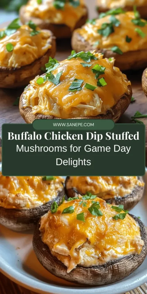 Elevate your appetizer game with Buffalo Chicken Dip Stuffed Baked Mushrooms! This delicious fusion combines tender cremini or portobello mushrooms stuffed with a creamy, spicy buffalo chicken mixture for the perfect bite. Ideal for gatherings, game days, or cozy nights in, these stuffed delights are sure to impress your guests. Discover how to create this mouthwatering dish and enjoy a crowd-pleasing treat! #BuffaloChickenDip #StuffedMushrooms #Appetizers #Foodie #RecipeIdeas