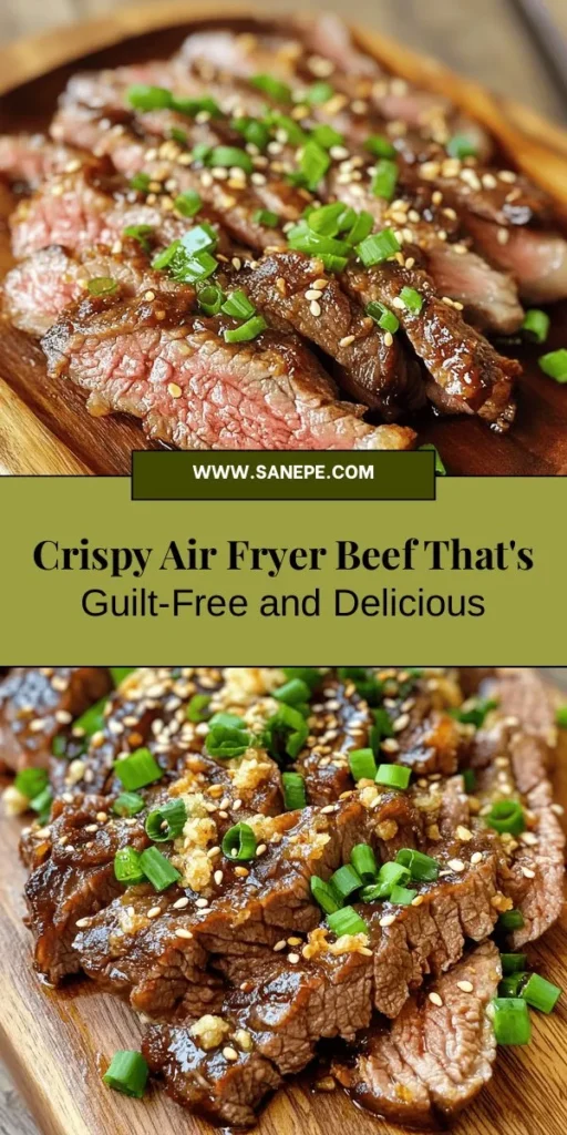 Discover the deliciousness of air-fried crispy beef with this simple and healthy recipe! Enjoy the light crunch and juicy tenderness of beef sirloin, doused in a savory, flavorful marinade. Perfect for busy weeknights or impressing guests, this dish takes minimal time and effort. Indulge without the guilt and explore creative serving options. Try it today! #AirFryer #CrispyBeef #HealthyEating #QuickRecipes #CookingTips #YummyFood #BeefRecipes