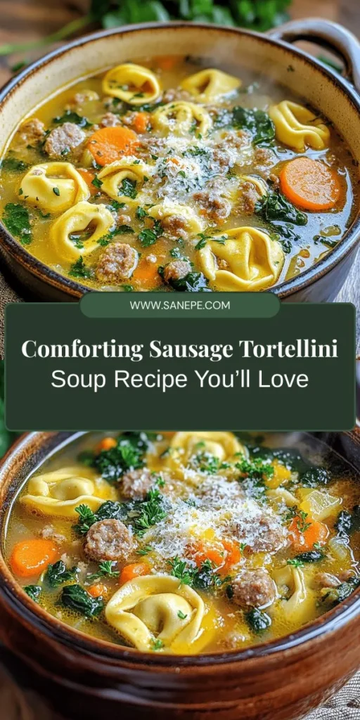 Warm up your evenings with a comforting bowl of Sausage Tortellini Soup! This hearty dish combines savory Italian sausage, tender tortellini, and a medley of vegetables, making it a family favorite. Easily customizable to fit any dietary needs, it’s perfect for cozy nights or elegant gatherings. Discover the magic of each flavorful spoonful and enjoy the blend of spices and fresh ingredients. Savor the flavors today! #SausageTortelliniSoup #ComfortFood #HealthyEating #SoupLovers #EasyRecipes #Foodie