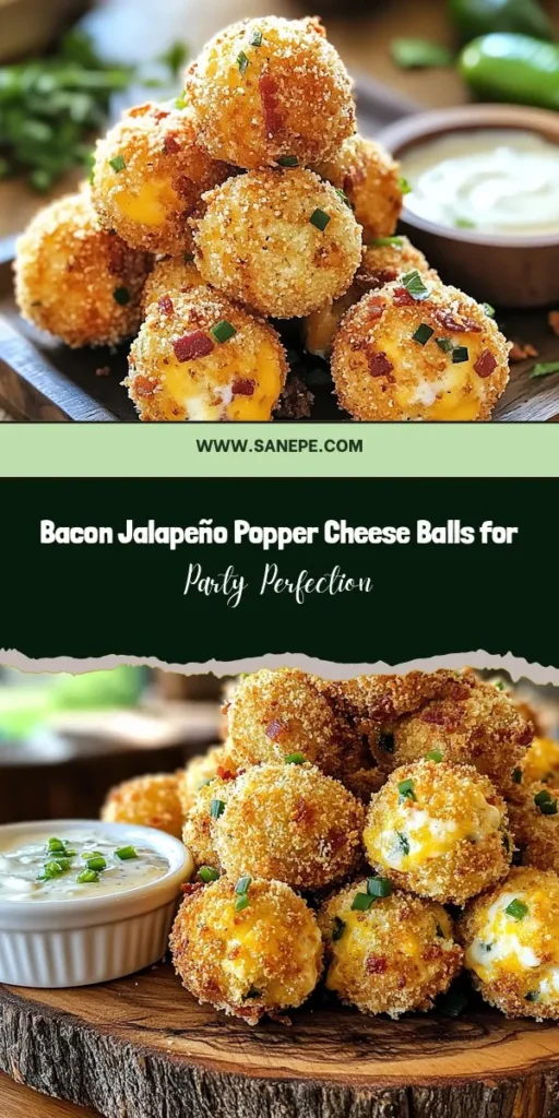 Discover the irresistible delight of Bacon Jalapeño Popper Cheese Balls! Perfect for any gathering, these creamy, smoky, and spicy bites will elevate your next party. Made with cream cheese, cheddar, crunchy bacon, and zesty jalapeños, they’re a crowd-pleaser that pairs beautifully with various dipping sauces. Get ready to impress your guests with this fun twist on a classic appetizer! #CheeseBalls #PartyFood #BaconLovers #Appetizers #SnackIdeas #JalapenoPopper