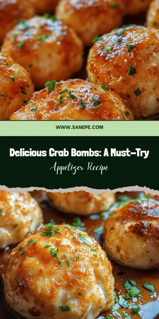 Elevate your next gathering with these Famous Crab Bombs! These delicious bite-sized appetizers feature creamy lump crab meat, tangy Dijon mustard, and crunchy breadcrumbs, creating a perfect balance of flavors and textures. Easy to make and even easier to love, they’re sure to impress friends and family. Pair them with your favorite dipping sauces for an unforgettable treat! #CrabBombs #SeafoodRecipes #Appetizers #PartyFood #ComfortFood #FoodieFun