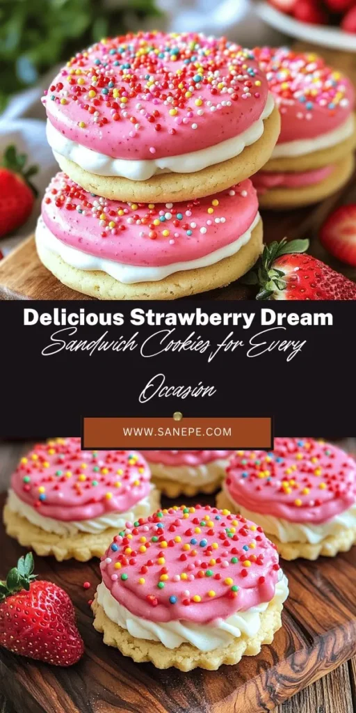 Indulge in the delightful Sweet Strawberry Dream Sandwich Cookies, perfect for any occasion! Made with strawberry cake mix, these vibrant cookies burst with flavor and feature a rich creamy filling. Whether it's a birthday, picnic, or cozy afternoon treat, these easy-to-make cookies will impress everyone. Get ready to embark on a baking adventure that captures the essence of strawberries and sweetness! #StrawberryCookies #BakingRecipes #DessertLovers #CookieSandwiches #TreatYourself