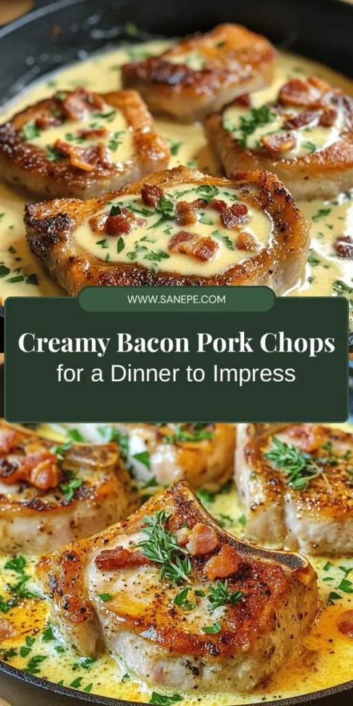 Discover the ultimate comfort dish with Sizzling Pork Chops with Creamy Bacon Bliss! This recipe combines perfectly seared boneless pork chops with a velvety sauce enriched by crispy bacon, fresh onions, and garlic. With step-by-step guidance, you'll create a meal that's both indulgent and satisfying, impressing family and friends at any gathering. Elevate your cooking game and enjoy the explosion of flavors in every bite! #PorkChops #ComfortFood #RecipeIdea #CulinaryDelight #CookingAtHome #DinnerRecipes