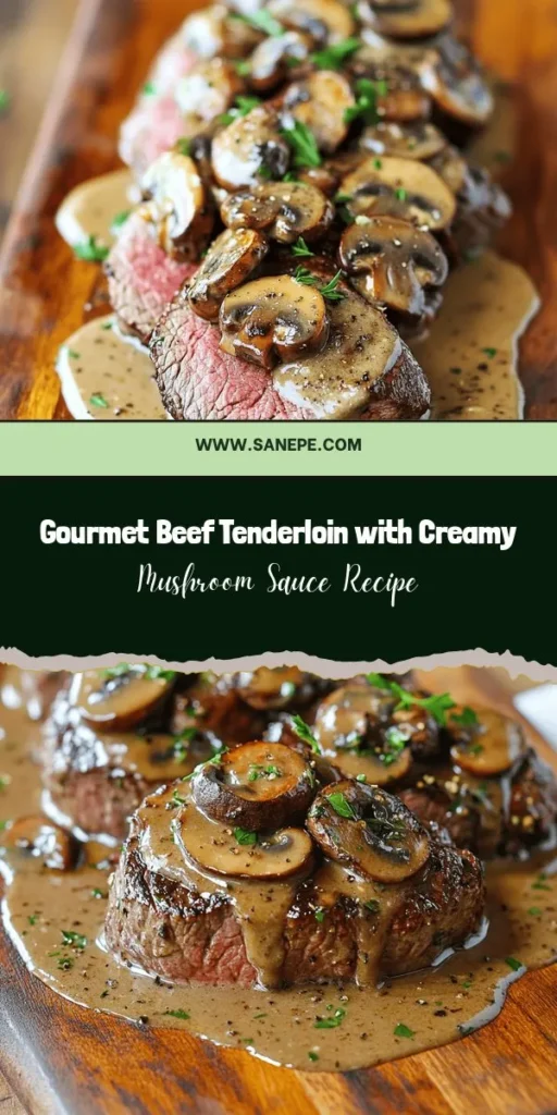 Impress your guests with this Savory Beef Tenderloin with Creamy Mushroom Sauce! This gourmet dish features tender beef paired with a rich, velvety mushroom sauce made from high-quality ingredients. Ideal for dinner parties or special celebrations, it's both elegant and delicious. Enjoy the harmony of flavors and textures that will leave everyone wanting more. Get started on creating this culinary masterpiece! #BeefTenderloin #GourmetCooking #DinnerParty #Foodie #SavoryDelight #RecipeIdeas #HomeCooking