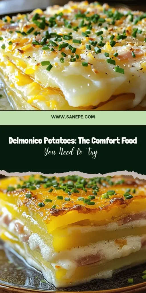 Discover the comforting delight of Delmonico Potatoes! This creamy dish, rooted in culinary history, is perfect for family gatherings and weeknight dinners. With layers of tender Yukon Gold potatoes, rich heavy cream, and savory cheese, it's both satisfying and visually stunning. Explore variations with seasonal veggies or different cheeses to make it your own. Elevate your comfort food game! #DelmonicoPotatoes #ComfortFood #RecipeIdeas #HomeCooking #Foodie