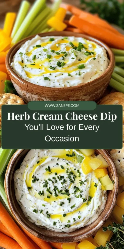 Looking for the perfect dip to elevate your gatherings? Try this Savory Herb Cream Cheese Dip! Creamy, flavorful, and super easy to make, it's the ideal pairing for veggies, crackers, or chips. With fresh herbs, garlic, and a touch of lemon, each bite is bursting with taste. Perfect for parties or casual movie nights, it's sure to impress. Make it ahead for the best flavor! #CreamCheeseDip #PartySnacks #Dips #RecipeIdeas #SavorySnacks #EasyAppetizers #GatherAndSnack