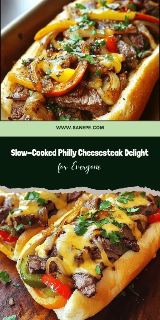 Indulge in the ultimate comfort food with this Slow-Cooked Philly Cheesesteak Extravaganza! Savory ribeye, sautéed onions and peppers, and gooey cheese come together effortlessly in a slow cooker, making meal prep a breeze. Perfect for game days or busy weeknights, this dish guarantees a mouthwatering experience that will leave everyone craving more. Gather friends and family, and dive into this delicious sandwich sensation! #PhillyCheesesteak #SlowCookerRecipe #ComfortFood #Foodie #Yummy