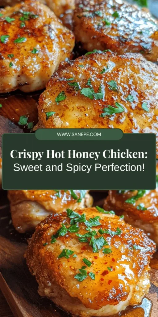 Indulge in a culinary delight with Crispy Hot Honey Chicken! This irresistible dish combines tender chicken thighs with a crunchy, golden-brown coating, all drizzled in a sweet and spicy hot honey sauce. Perfect for any occasion, this recipe showcases a beautiful fusion of flavors that will make your taste buds dance. Get tips on marinating, creating the crispy coating, and glazes for a dish everyone will love! #CrispyHotHoneyChicken #RecipeIdeas #Foodie #HomeCooking #DeliciousEats #SweetAndSpicy #ChickenRecipes