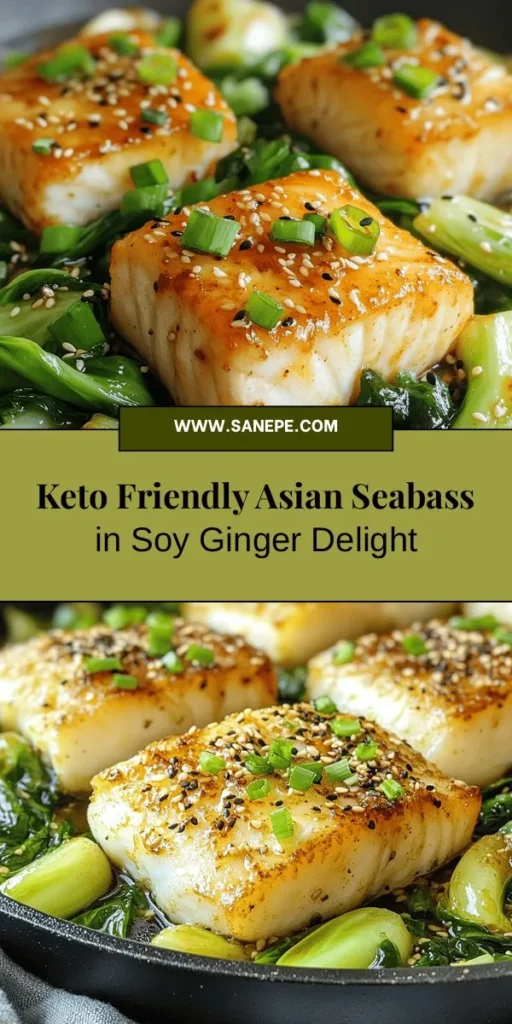 Indulge in the rich, buttery flavor of Keto Asian-Inspired Chilean Seabass in Soy Ginger Sauce! This delectable dish combines the luxurious seabass with fresh ginger, garlic, and soy sauce for an unforgettable meal that delights your taste buds while keeping your keto goals on track. With healthy fats, low carbs, and vibrant veggies like bok choy, it's perfect for a nutritious dinner. Discover how to easily prepare this flavorful dish today! #Keto #ChileanSeabass #AsianCuisine #HealthyEating #LowCarbMeals #KetoDiet #HomeCooking #SeafoodLovers