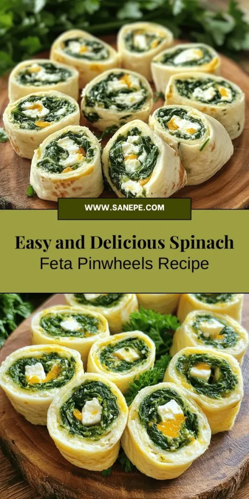 Looking for a crowd-pleasing appetizer? Try these delicious spinach and feta pinwheels! Packed with vibrant flavors and nutritious ingredients like fresh spinach and tangy feta cheese, they’re perfect for any gathering or meal prep. Easy to make and customizable, these bite-sized treats are sure to impress. Serve them cold with your favorite dipping sauce for an elevated snack experience. #Pinwheels #Appetizer #HealthyEating #SpinachAndFeta #PartyFood #MealPrep #EasyRecipes #VegetarianSnack