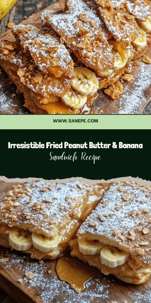 Discover the ultimate comfort food with Fried Peanut Butter & Banana Sandwiches! This nostalgic treat combines the creamy flavor of peanut butter with sweet, ripe bananas, all wrapped in a crispy, golden-brown coating. Perfect for breakfast, a snack, or dessert, these sandwiches are easy to make and customizable with your favorite ingredients. Indulge in this delightful recipe that brings joy with every bite! #ComfortFood #PeanutButter #Banana #SnackIdeas #EasyRecipes #HomemadeDelight #FoodieFavorites #SweetTreats