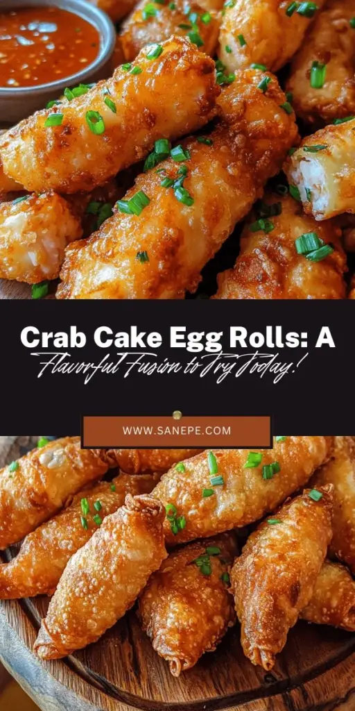 Delight your taste buds with Crab Cake Egg Rolls, a scrumptious fusion of American and Asian cuisines. These crispy treats are stuffed with a flavorful crab cake mixture and make for the perfect appetizer at any gathering. With their rich crab flavor and zesty dipping sauces, they're sure to impress your guests. Try this easy recipe and elevate your snack game! #CrabCakes #EggRolls #FoodFusion #AppetizerIdeas #CulinaryDelight #SeafoodLovers #CookingInspiration #Foodie