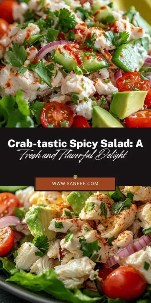 Discover the Crab-tastic Spicy Salad, a vibrant dish that combines fresh lump crab meat, crisp vegetables, and a creamy, spicy dressing for a perfect balance of flavors. Ideal for summer barbecues or elegant dinners, this salad is not only delicious but also packed with nutrients. Explore versatile ingredients, customization tips, and creative serving ideas to elevate your next meal. Try it today! #CrabSalad #HealthyRecipes #Seafood #SummerEats #SpicySalad #DeliciousMeals