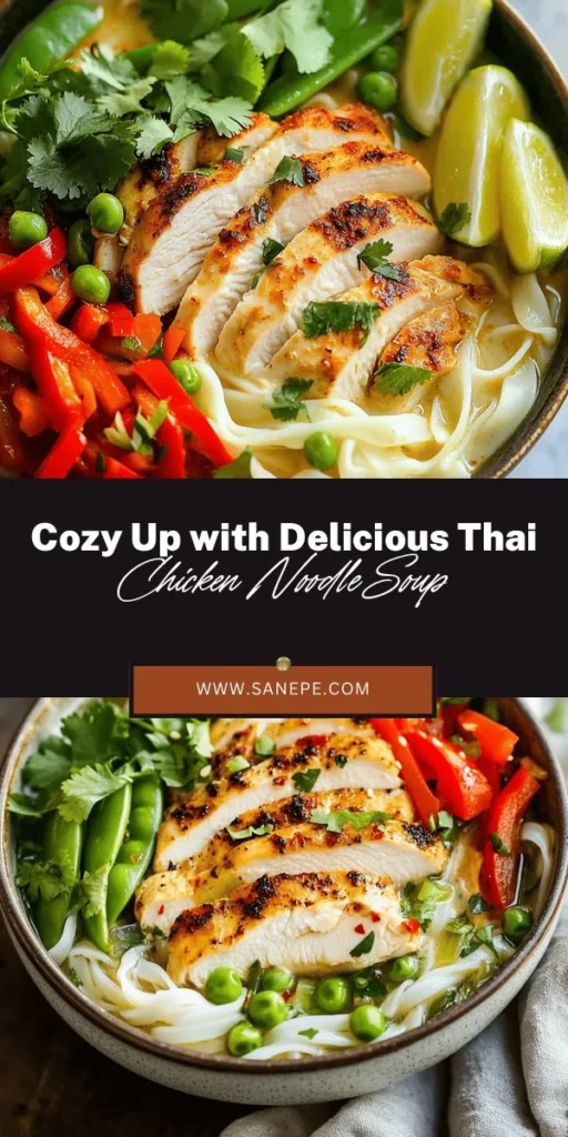 Dive into the vibrant world of Thai cuisine with this delicious Thai Chicken Noodle Soup! A comforting blend of creamy coconut broth, tender chicken, and fresh vegetables, this dish is perfect for any occasion. Experience the rich flavors and cultural significance of this iconic soup, easily recreated at home. Gather your loved ones and enjoy a taste of Thailand! #ThaiSoup #ComfortFood #ThaiCuisine #ChickenNoodleSoup #HomeCooking #RecipeIdeas #Foodie #HealthyEating