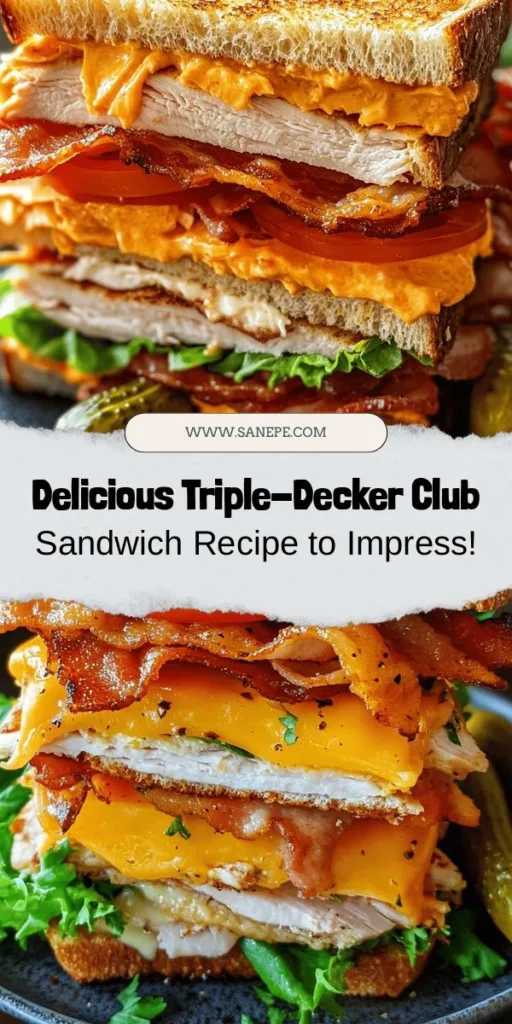 Discover the deliciousness of the classic triple-decker club sandwich, a timeless delight that brings together layers of turkey, crispy bacon, fresh veggies, and creamy spreads. Perfect for any meal, it’s easy to customize based on your taste! This recipe explores its rich history, variations, and nutrition benefits, while providing step-by-step instructions for assembling your masterpiece. Dive into sandwich perfection today! #ClubSandwich #Foodie #Recipe #SandwichLove #HealthyEating #FoodHistory #Yum