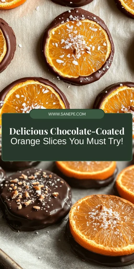 Discover the deliciousness of chocolate-coated orange slices! This simple treat combines the tangy sweetness of oranges with the rich indulgence of dark chocolate. Perfect for any occasion, they are not only a stunning visual delight but also a healthier dessert option. Made with high-quality ingredients, these bites of joy bring benefits like vitamin C and antioxidants. Elevate your snacking or dessert game today! #ChocolateOrangeSlices #HealthyTreats #DessertRecipe #CulinaryDelight #HomemadeGoodness