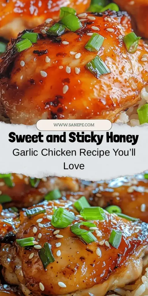 Indulge in the deliciously simple Sweet & Sticky Honey Garlic Chicken! This easy recipe brings together the perfect balance of sweet honey, savory soy sauce, and aromatic garlic for an unforgettable meal. Perfect for impressing guests or a quick weeknight dinner, you'll love how tender and juicy the chicken turns out. Pair it with your favorite sides like steamed rice or veggies for a complete feast. #HoneyGarlicChicken #EasyRecipes #DinnerIdeas #FoodieDelight #HomeCooking