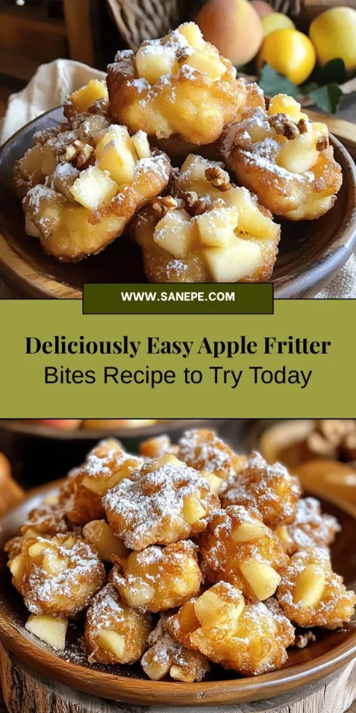 Indulge in the delightful world of Apple Fritter Bites! This easy recipe transforms the classic apple fritter into bite-sized treats perfect for any occasion. Featuring fresh, juicy apples and a crispy exterior, these morsels bring warmth and nostalgia into your kitchen. Ideal as a breakfast delight, dessert, or snack, you’ll love their sweet, spiced flavor. Gather loved ones and create lasting memories with this delicious twist! #AppleFritterBites #Baking #FallDesserts #HomemadeTreats #SnackIdeas