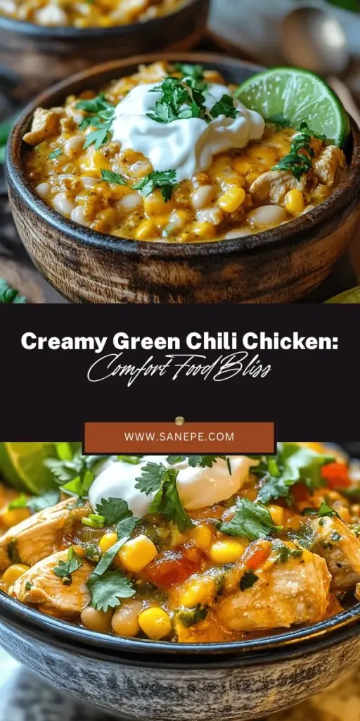 Discover the delicious flavor of Creamy Green Chili Chicken Delight, a comforting dish that everyone will love! Tender chicken nestled in a rich, creamy sauce loaded with green chilies, white beans, and spices makes for a perfect meal any night of the week or for gatherings. Serve it over rice or in warm tortillas, and enjoy its nutritious benefits. Elevate your cooking with this versatile recipe! #CreamyGreenChiliChicken #ComfortFood #EasyRecipes #HealthyEating #DinnerIdeas #HomeCooking #SpicyDelight