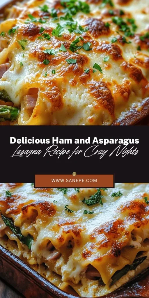 Savor the comfort of homemade Delightful Ham and Asparagus Lasagna! This unique twist on a classic dish combines savory ham, tender asparagus, and a rich blend of cheeses for a meal that's both satisfying and nutritious. Perfect for family dinners or cozy gatherings, this lasagna is easy to make and will impress your guests. Discover the flavors, textures, and step-by-step instructions for a lasagna that’s sure to become a favorite! #Lasagna #ComfortFood #HealthyEating #RecipeIdeas #DinnerInspiration