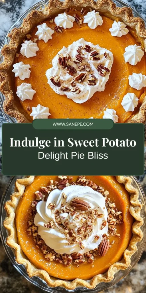 Discover the heartwarming goodness of Sweet Potato Delight Pie, a classic dessert that’s perfect for any occasion! This delicious pie, rich in flavor and nutrients, features creamy sweet potatoes and warm spices, making it a delightful addition to your holiday gatherings or cozy family dinners. Follow our step-by-step guide to create this comforting treat that will have everyone asking for seconds. Indulge in the tradition and savor the sweetness! #SweetPotatoPie #ComfortFood #Baking #DessertRecipes #HomemadeDelight