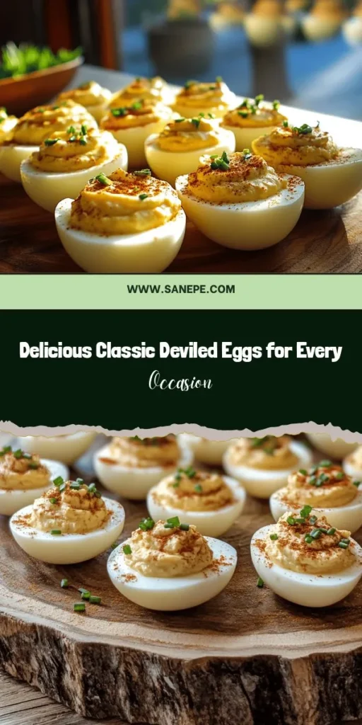 Discover the timeless delight of Classic Deviled Eggs, a crowd-pleasing appetizer perfect for any occasion. With their creamy filling and elegant presentation, these eggs can be easily customized to suit different tastes. Whether you're serving them at a holiday dinner or a casual gathering, they're sure to impress. Get inspired to create your own variations with spices, herbs, and fun garnishes! #DeviledEggs #Appetizers #PartyFood #HomeCooking #ClassicRecipes #ComfortFood