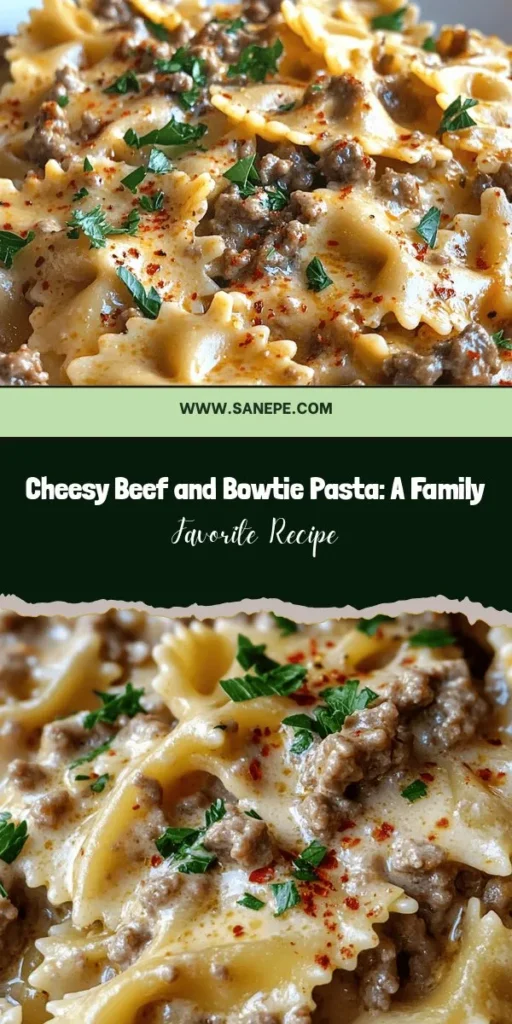 Looking for a comforting and hearty meal? Try this Cheesy Beef and Bowtie Pasta in Garlic Butter! With its rich flavors and creamy cheese, this dish is perfect for a quick weeknight dinner or family gatherings. The unique bowtie pasta holds the delicious sauce beautifully, while the savory ground beef and aromatic garlic bring everything together. Easy to customize with veggies or different cheeses, it's sure to become a new favorite. #PastaRecipe #FamilyDinner #ComfortFood #CheesyBeef #BowtiePasta #EasyMeal #GarlicButter #CookingAtHome