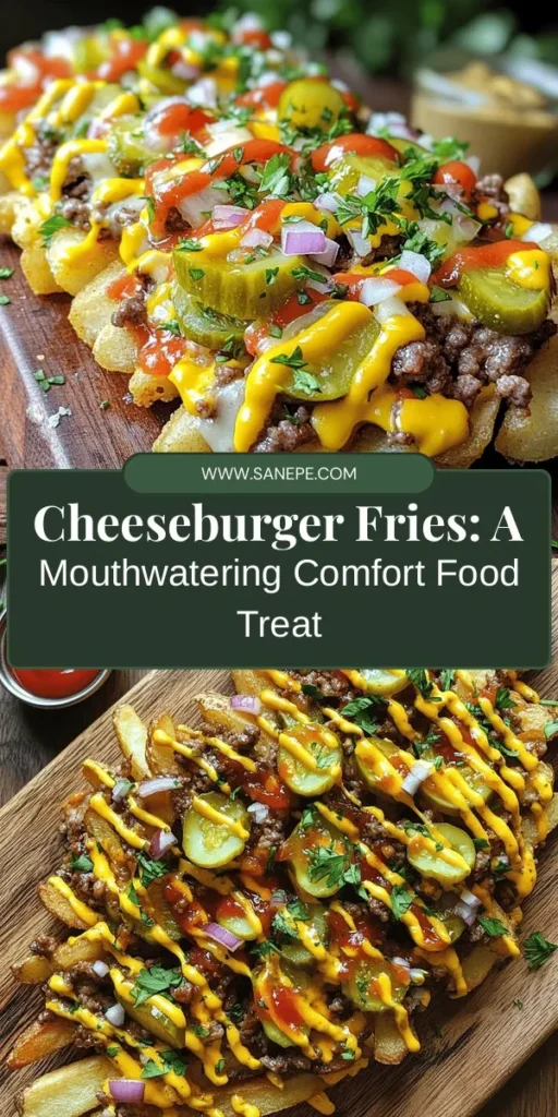 Dive into the ultimate comfort food experience with Cheeseburger Fries! This delicious fusion combines crispy fries, savory seasoned ground beef, and gooey cheddar cheese for a meal that's perfect for family dinners, game days, or gatherings. Customize your dish with your favorite toppings and enjoy the irresistible flavors. These fries will be a hit with kids and adults alike! Try this easy recipe and savor every bite! #CheeseburgerFries #ComfortFood #Foodie #Recipe #YummyEats #HomemadeGoodness