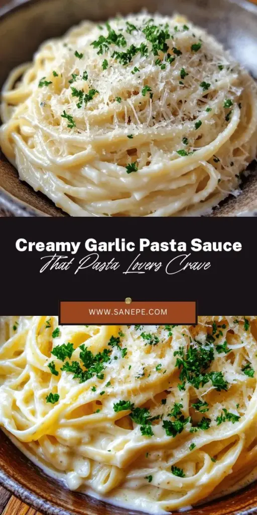 Indulge in the rich flavors of Creamy White Garlic Heaven Pasta Sauce, a perfect blend of garlic, heavy cream, and Parmesan cheese. This silky sauce elevates any pasta dish, whether for a cozy dinner or a special occasion. With simple ingredients and easy steps, even novice cooks can create this luxurious meal. Add fresh herbs and a hint of lemon for a vibrant finish. Discover the creamy delight today! #PastaLovers #GarlicSauce #CreamyPasta #CookingMadeEasy #ItalianCuisine #ComfortFood