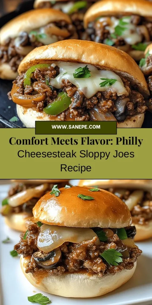 Indulge in a delicious comfort food twist with Philly Cheesesteak Sloppy Joes! This recipe merges the savory richness of a classic cheesesteak with the messy charm of sloppy joes, perfect for weeknight dinners. With options for ground beef, turkey, or even vegetarian versions, it's a versatile dish everyone will love. Easy to make and packed with flavor, it’s sure to be a crowd-pleaser! #PhillyCheesesteak #SloppyJoes #ComfortFood #DeliciousRecipes #DinnerIdeas #EasyRecipes