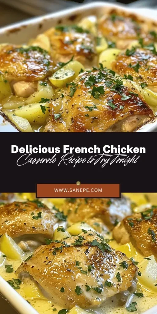 Discover the comforting flavors of France with this delicious Chicken Casserole à la Normande! Bursting with tender chicken, sweet apples, and creamy sauce, this dish highlights the regional delights of Normandy. Perfect for cozy dinners or family gatherings, it features a blend of quality ingredients and rustic charm. Elevate your weeknight meals and experience a taste of French culinary tradition. #FrenchCuisine #ChickenCasserole #Normandy #ComfortFood #DinnerIdeas #HealthyRecipes #Foodie