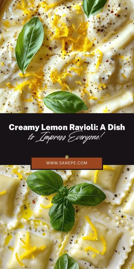 Indulge in the exquisite flavors of Creamy Lemon Ravioli Delight—a dish that combines the richness of creamy sauce with the refreshing zing of lemon. Perfect for any occasion, this recipe showcases fresh ingredients and offers endless filling possibilities. Learn how to whip up this gourmet meal easily, whether you’re a kitchen pro or a beginner. Impress your family and friends with this delightful Italian-inspired dish! #PastaRecipes #ItalianCuisine #HomemadeRavioli #ComfortFood #CookingAtHome